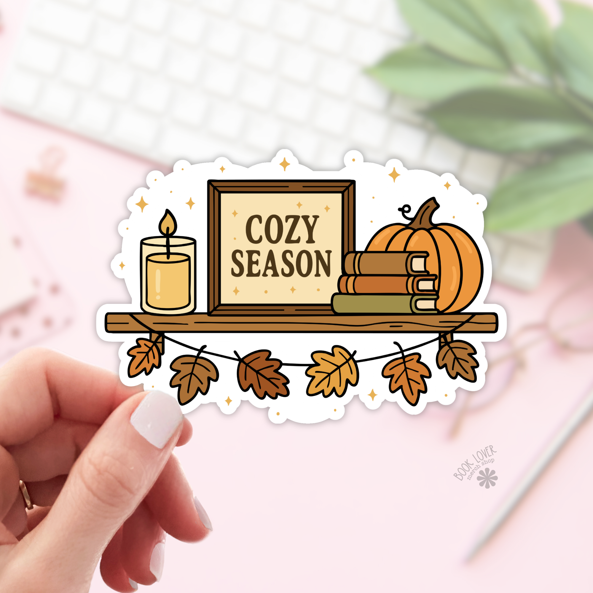 Cozy Season Shelf Stickers / Pumpkin Bookish Halloween