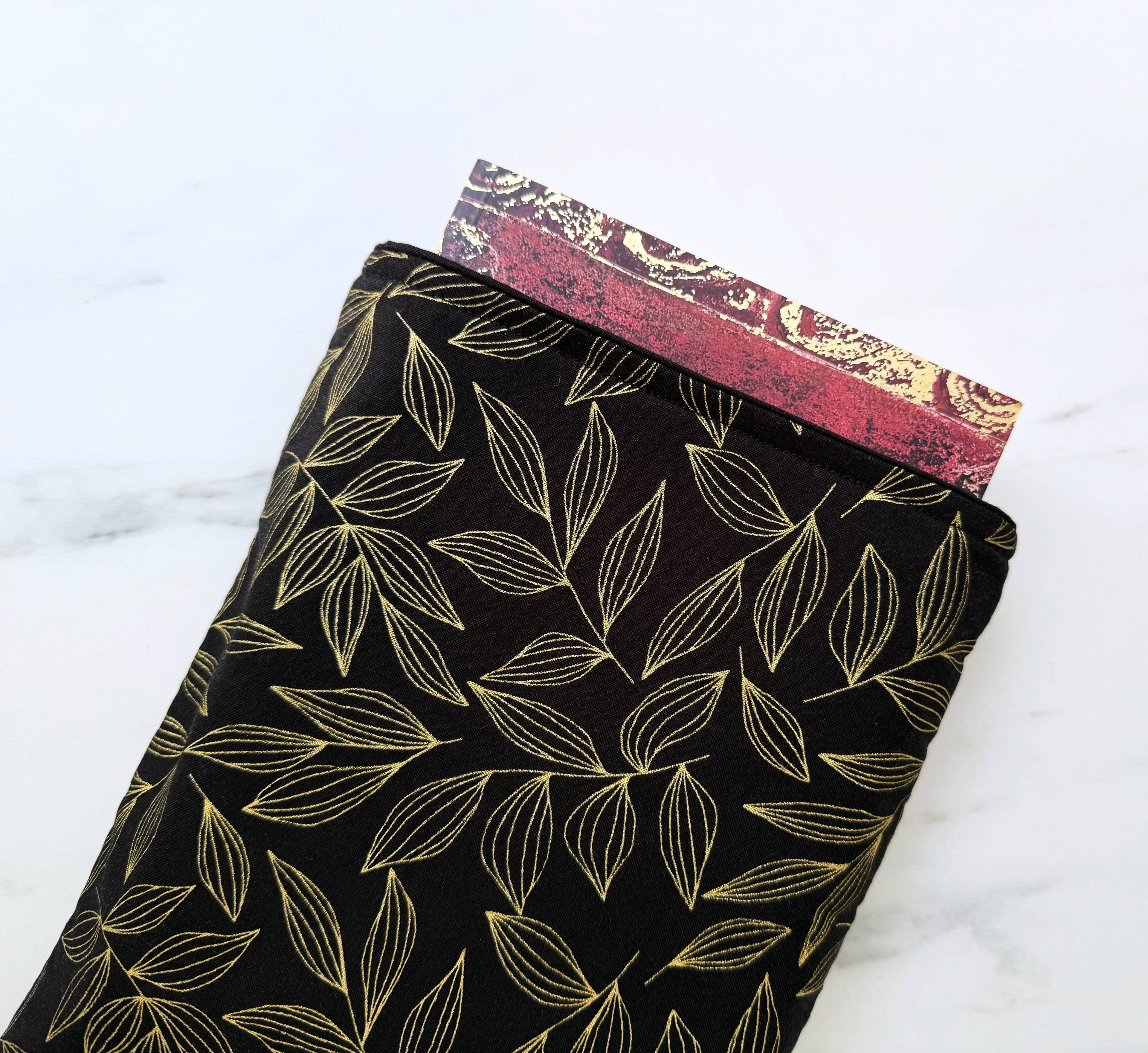 Gilded leaves  - padded book sleeve, book pouch