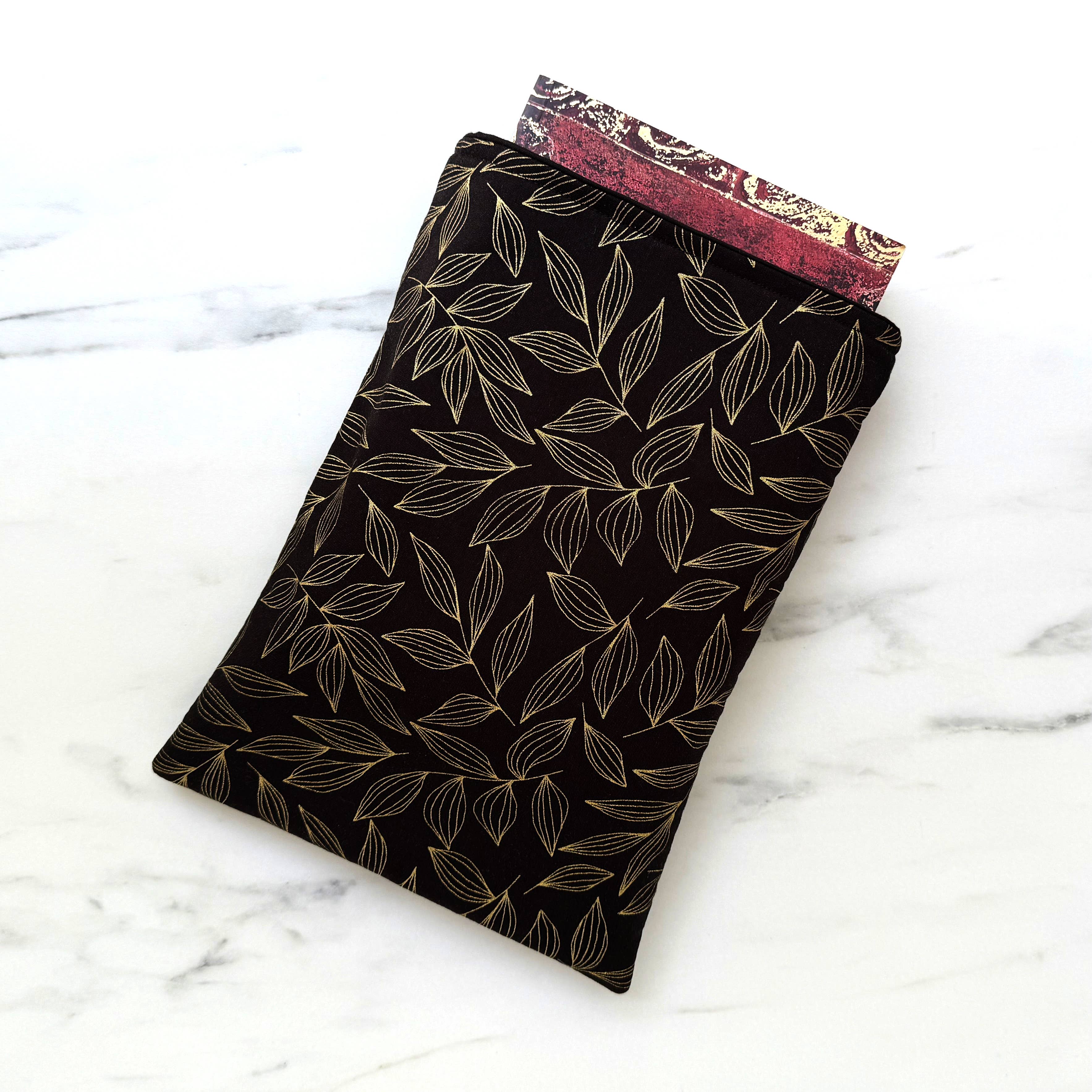 Gilded leaves  - padded book sleeve, book pouch