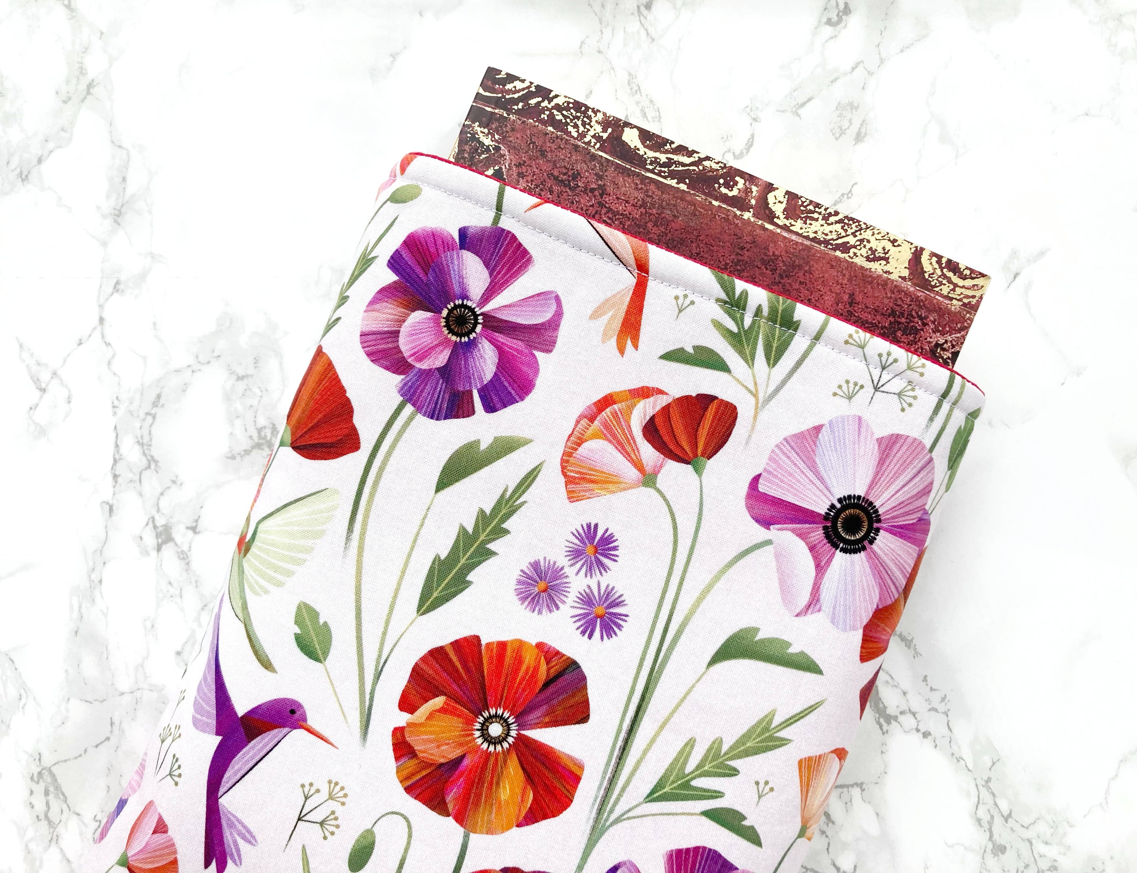Poppies - padded book sleeve, book pouch