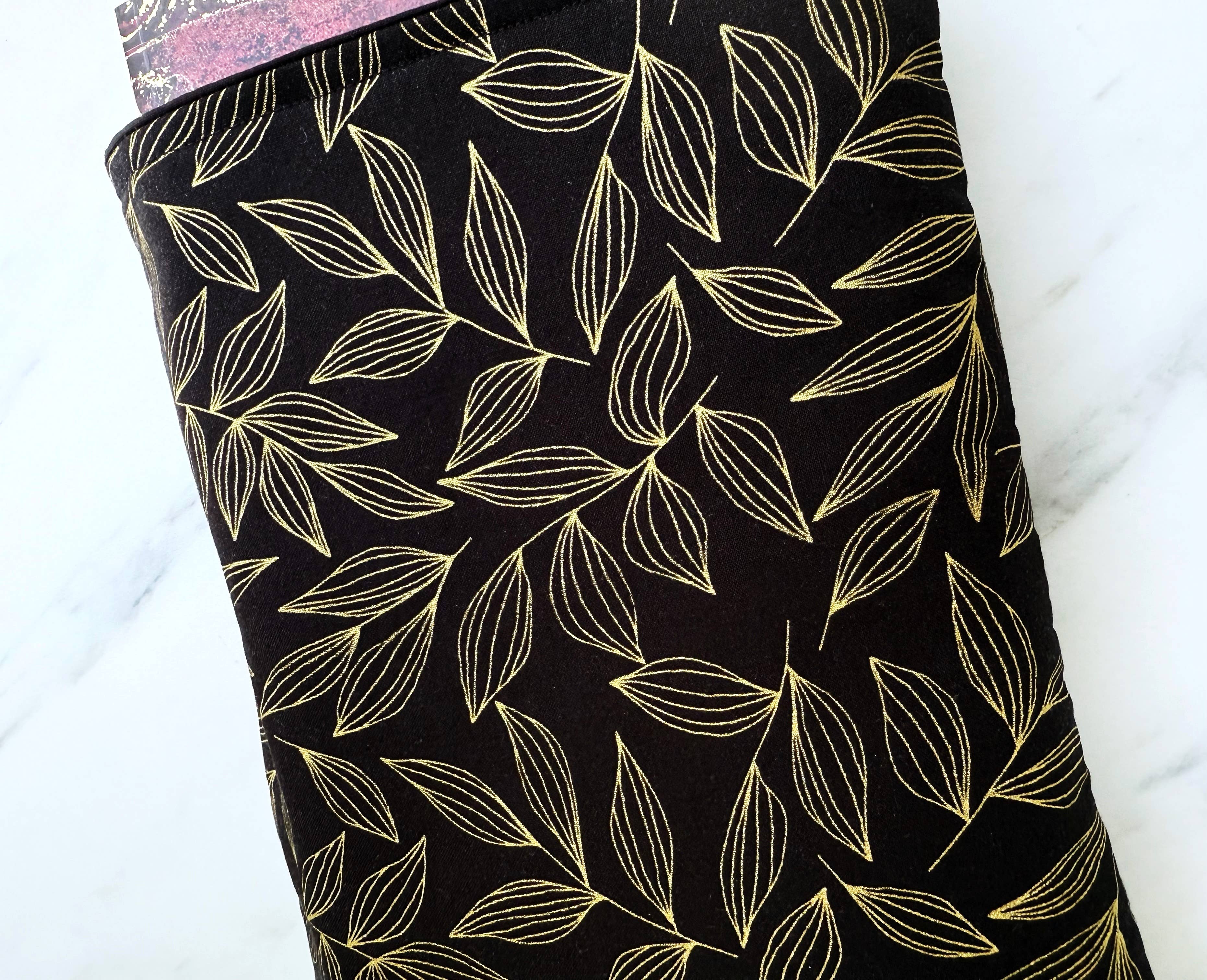 Gilded leaves  - padded book sleeve, book pouch