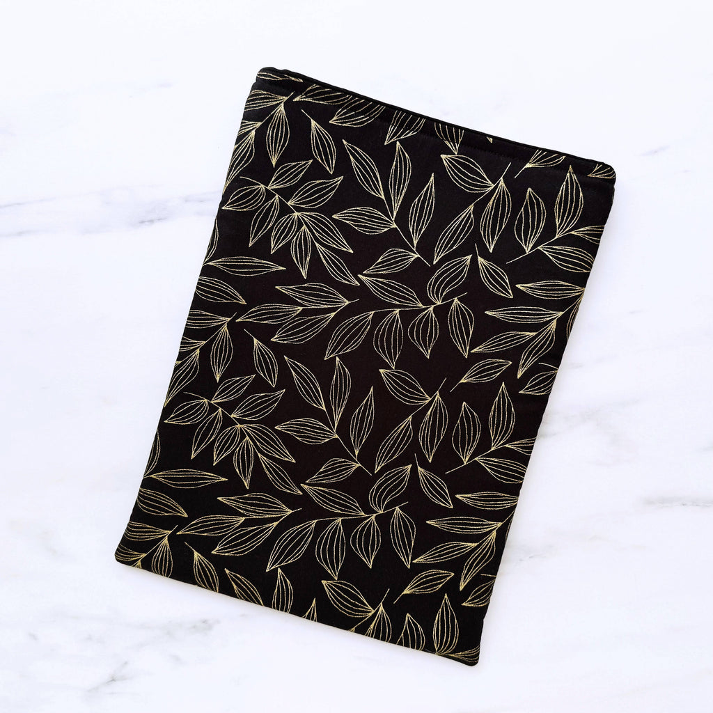 Gilded leaves  - padded book sleeve, book pouch