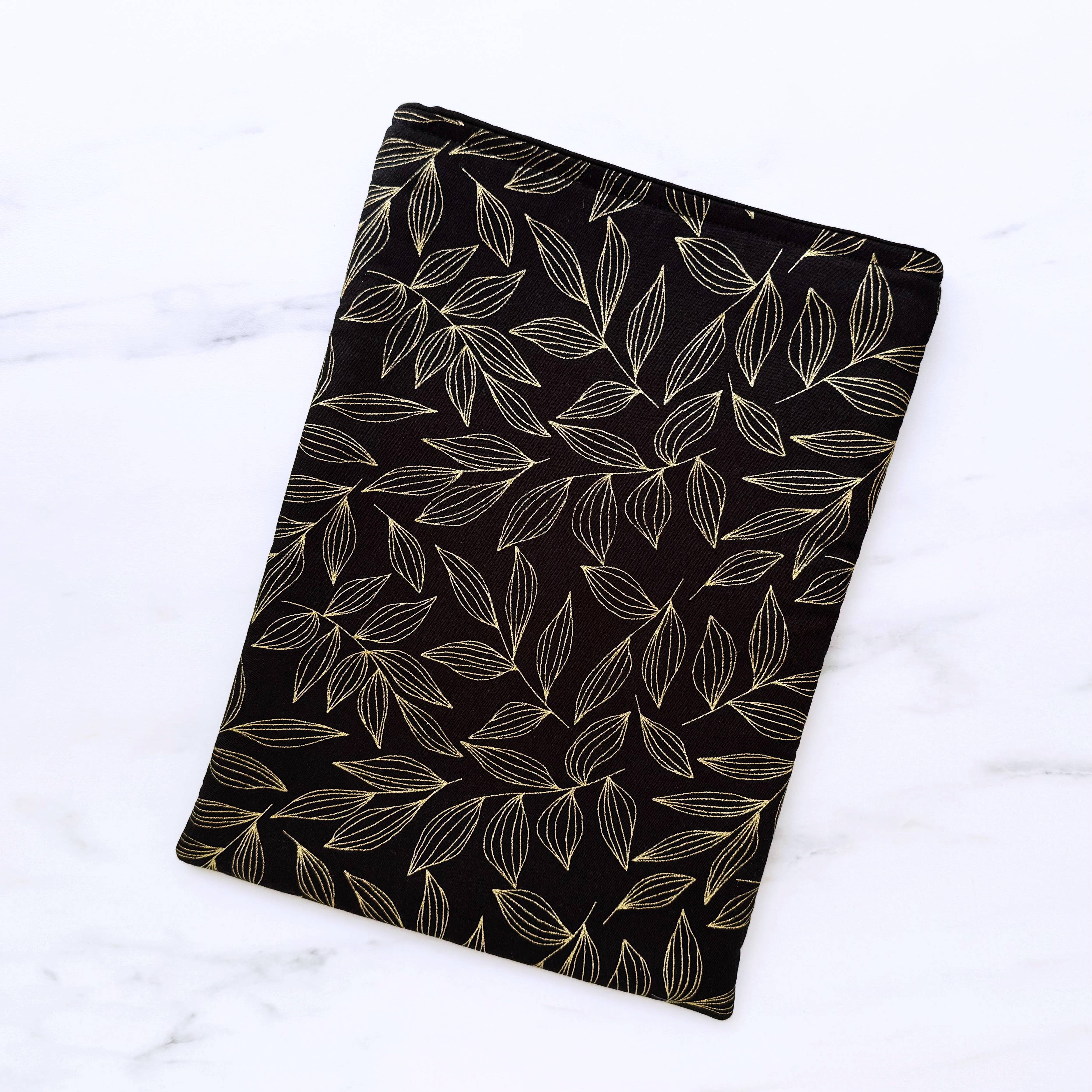 Gilded leaves  - padded book sleeve, book pouch