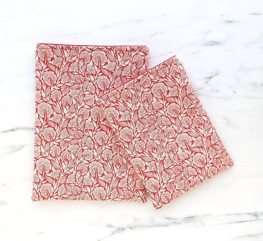 Ginger flower - padded book sleeve, book pouch