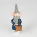 Felt Winter Mouse In Grey Hat Holding Bag