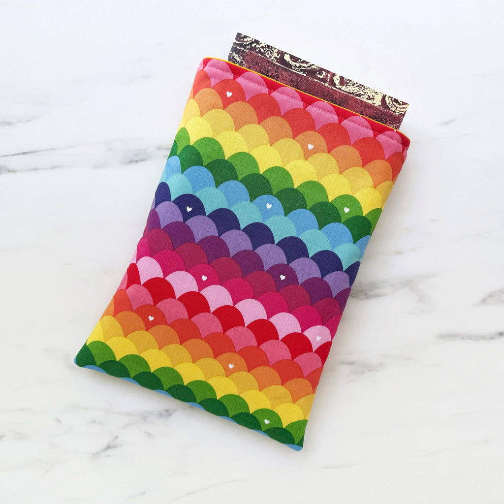 Rainbow scallops - padded book sleeve, book pouch