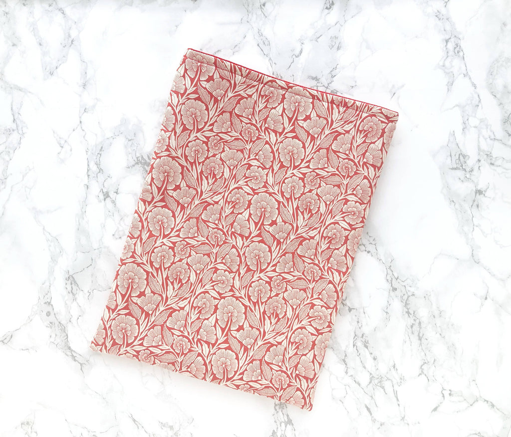 Ginger flower - padded book sleeve, book pouch