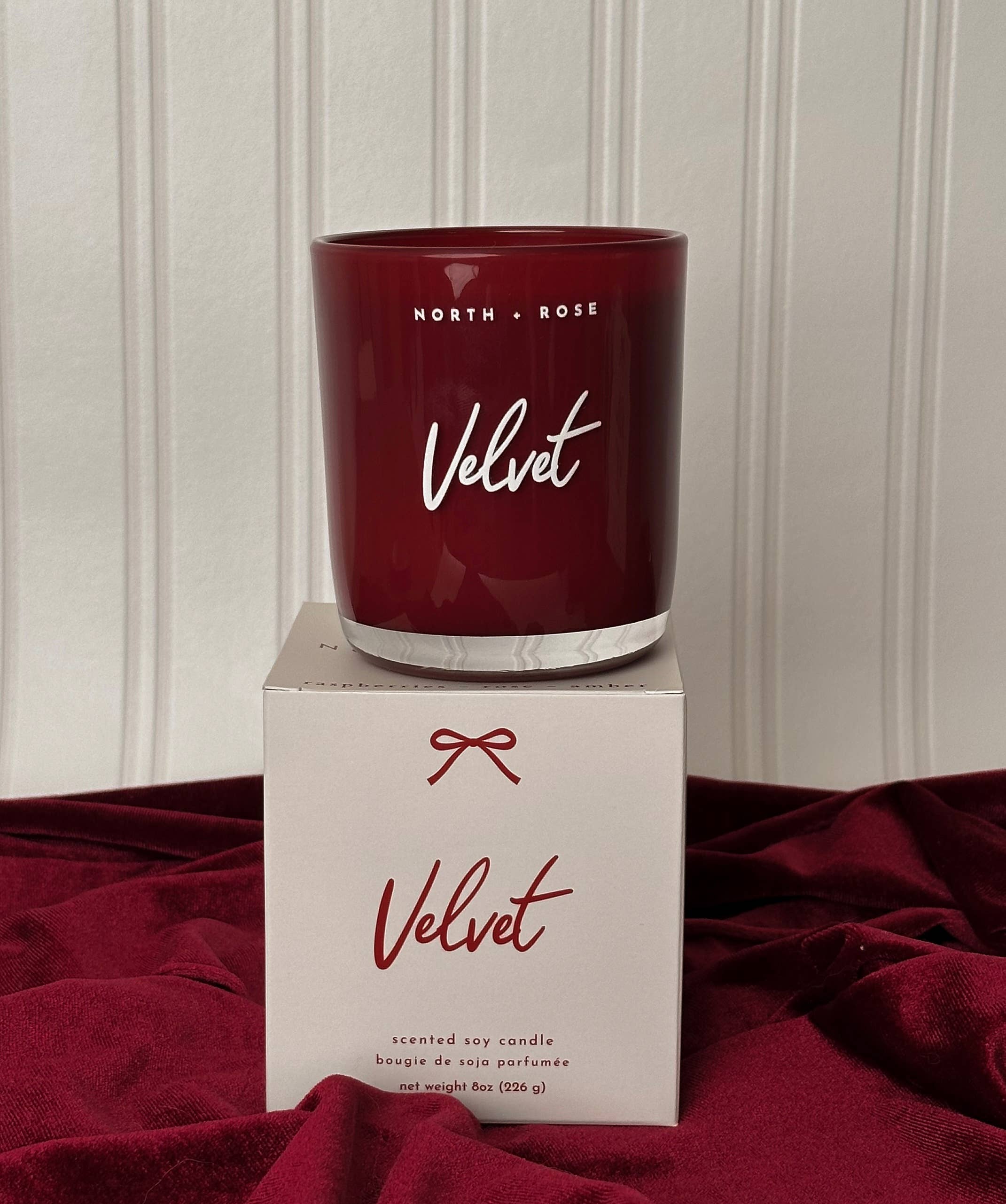 Velvet - Valentine's Day Soy Wax Candle - 8oz Red Jar