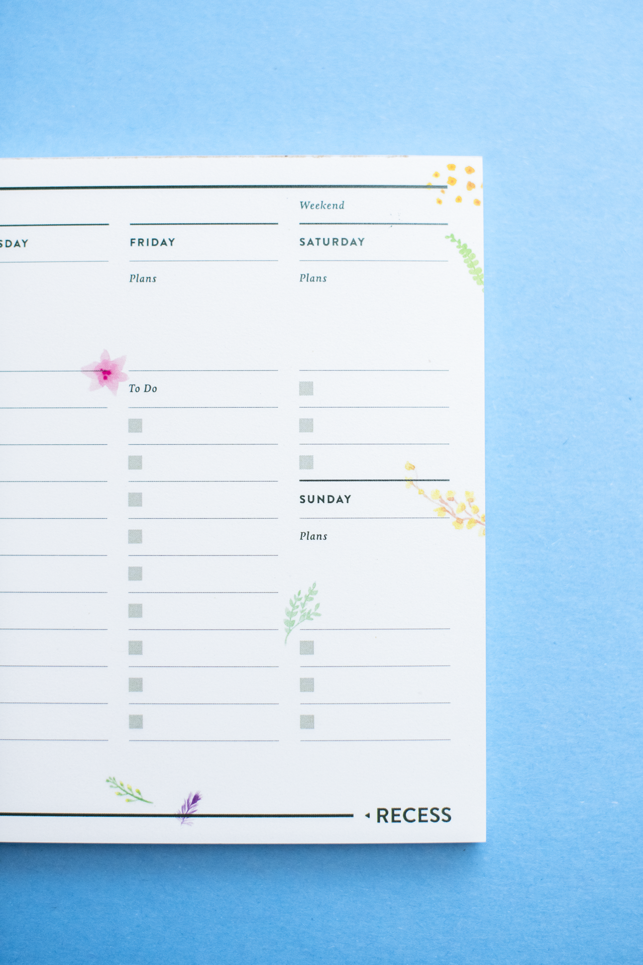 Botanical Weekly Planner Pad