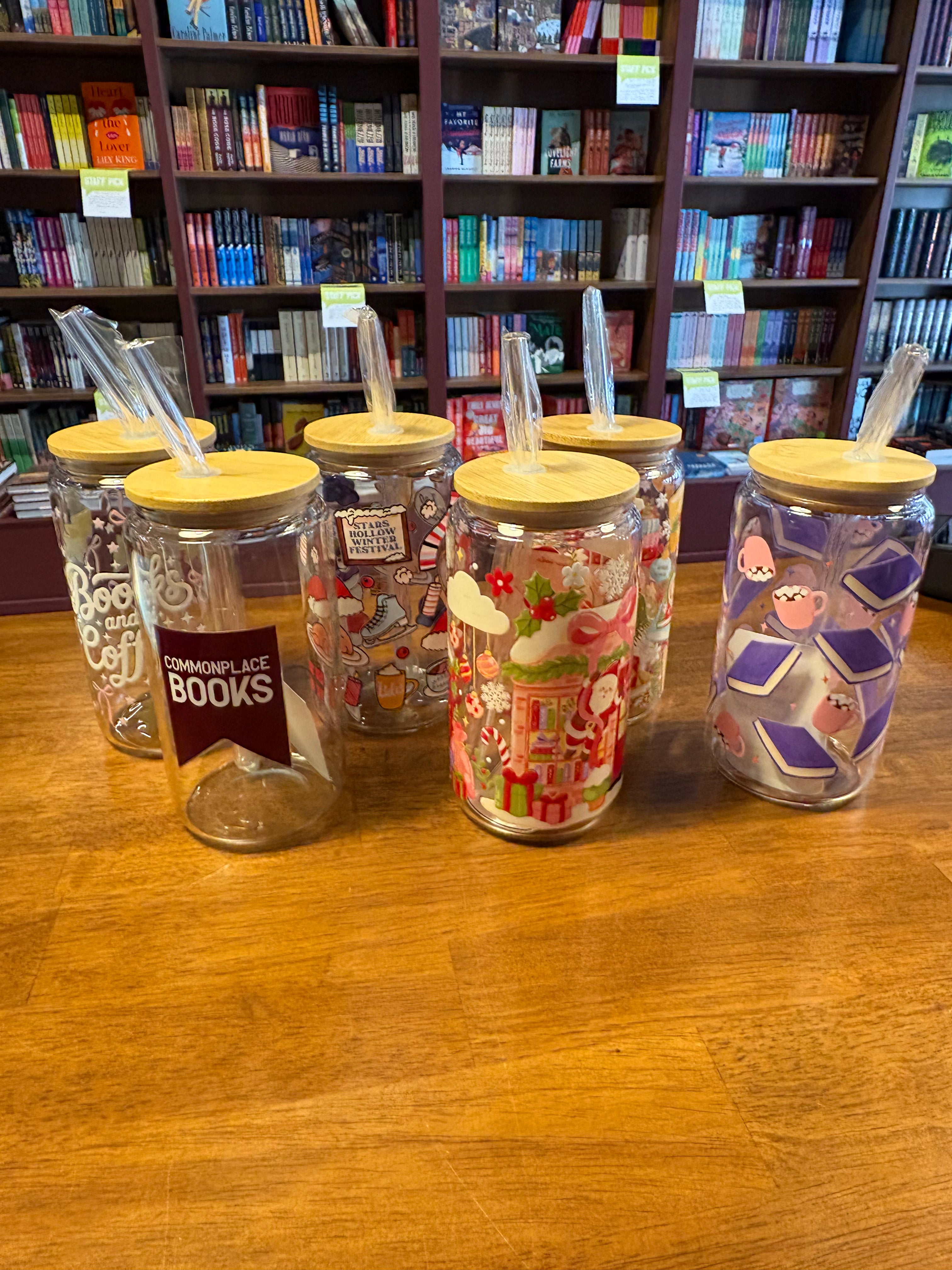 Bookish Glass Tumbler with Straw