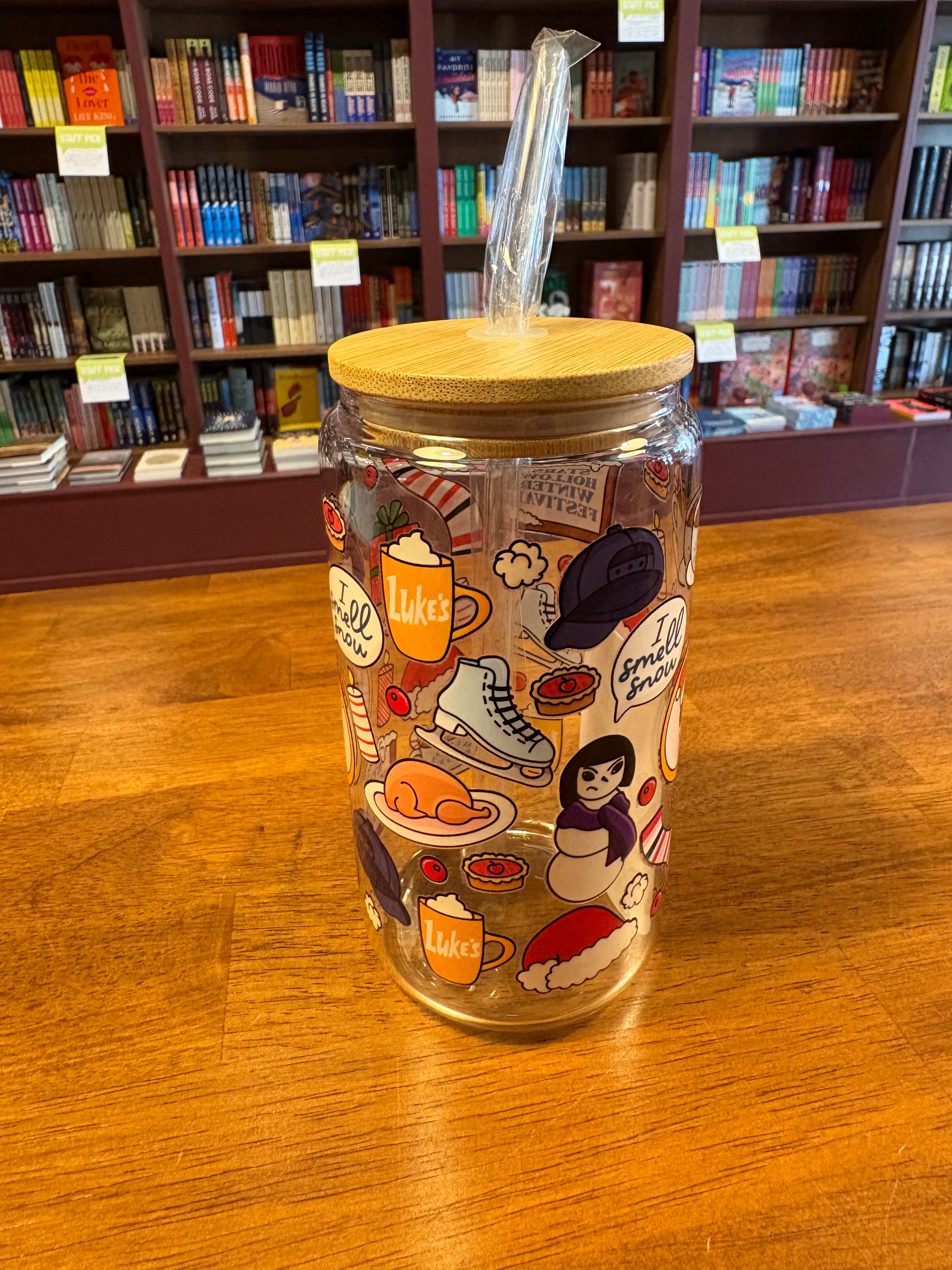Bookish Glass Tumbler with Straw