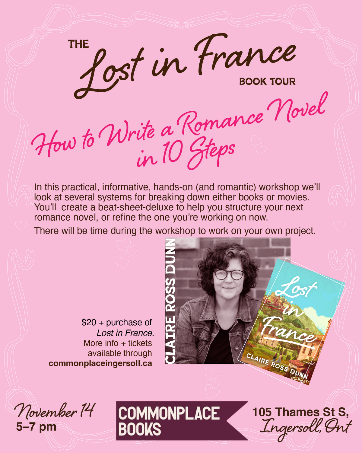 Romance Writing Workshop with Claire Ross Dunn | November 14, 5-7PM