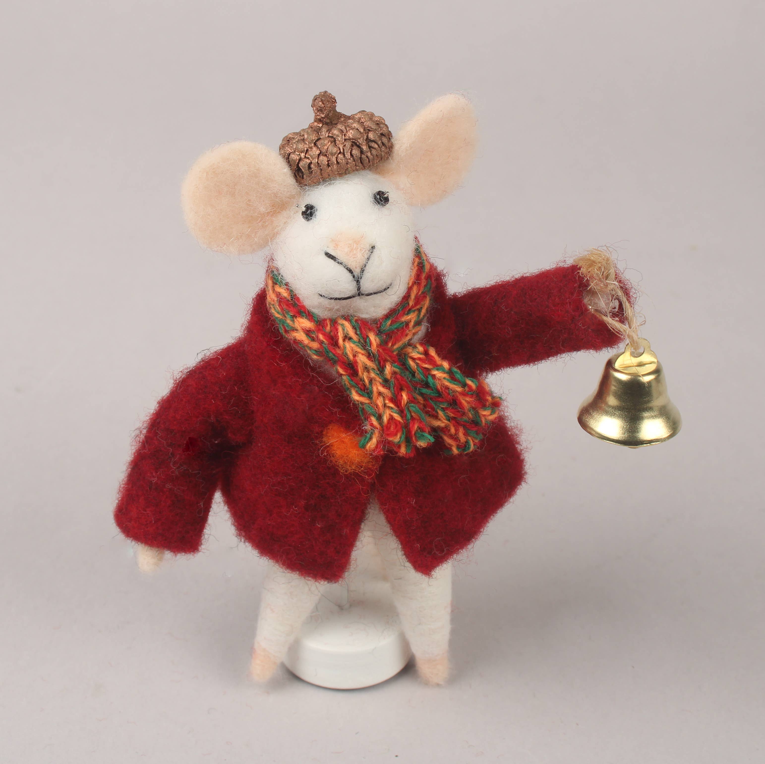 Felt Mouse With Bell And Scarf