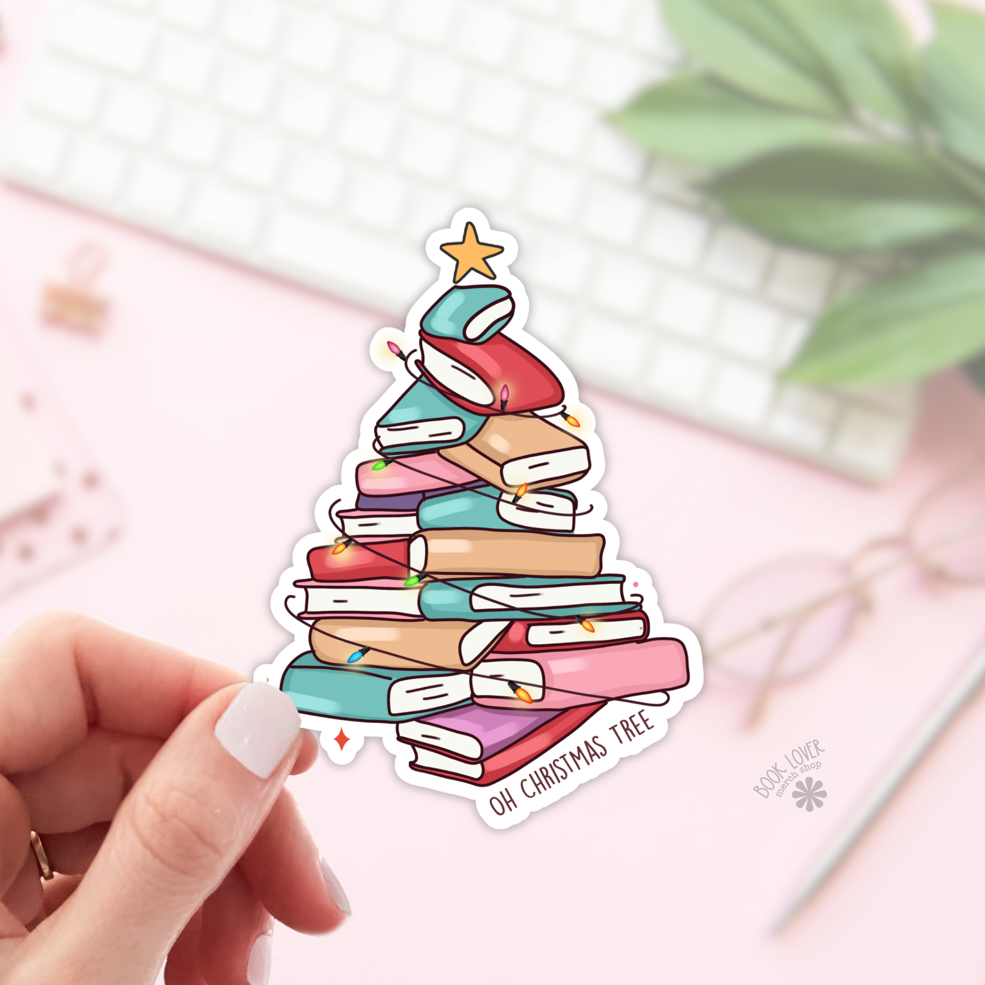 Christmas Tree with Books / Bookish Stickers / Book Lover