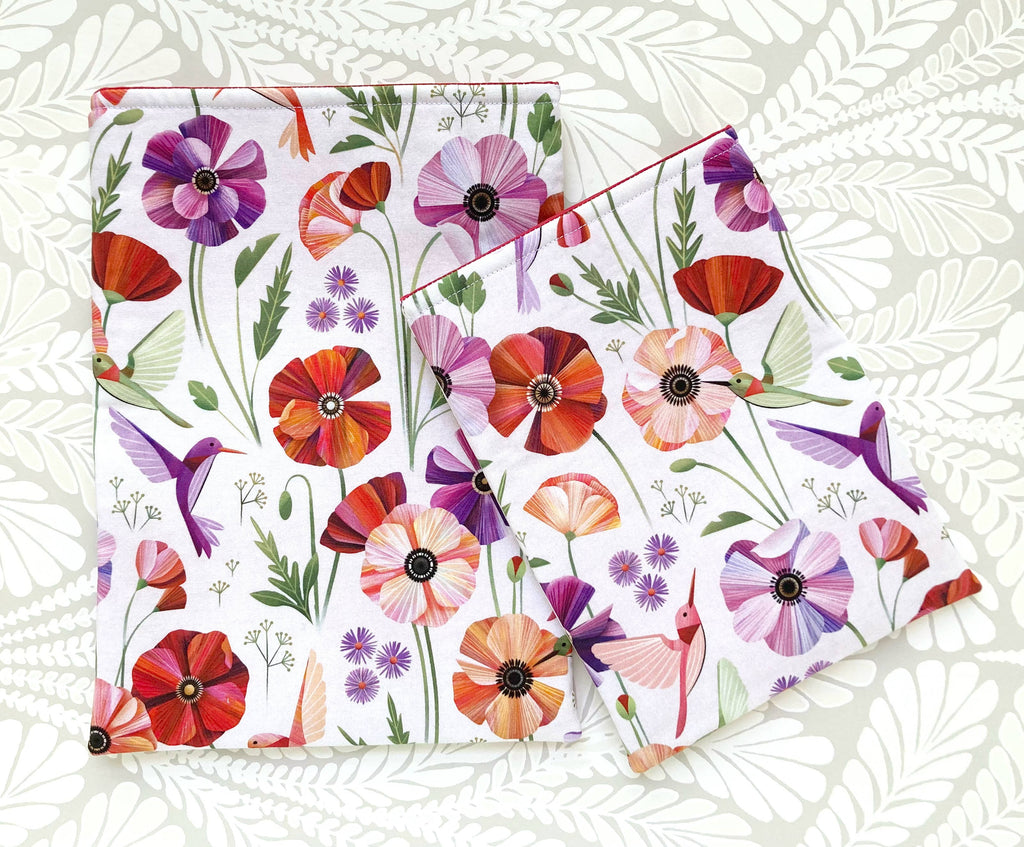 Poppies - padded book sleeve, book pouch