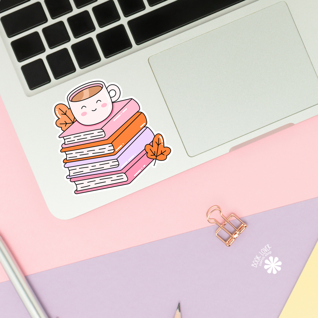 Coffee Books Stack Stickers / Bookish Stickers / Book Lover
