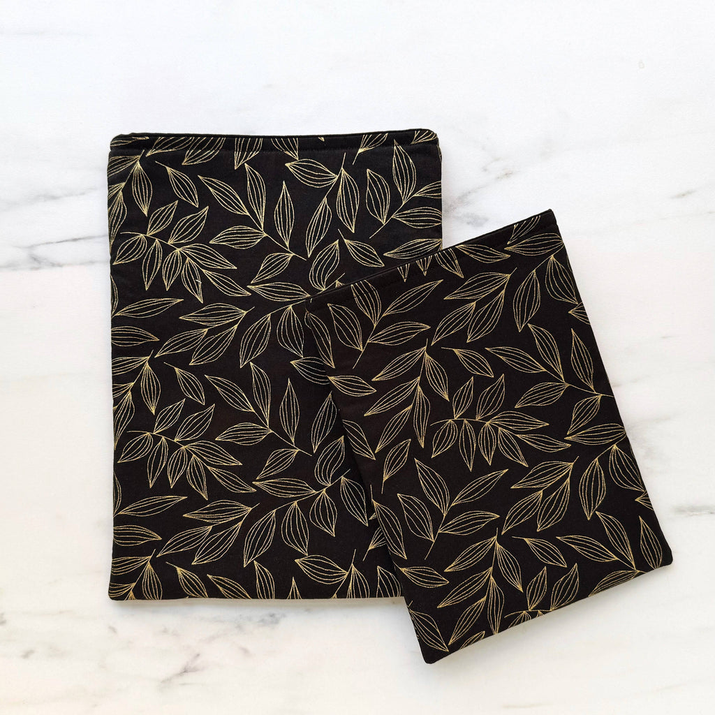 Gilded leaves  - padded book sleeve, book pouch