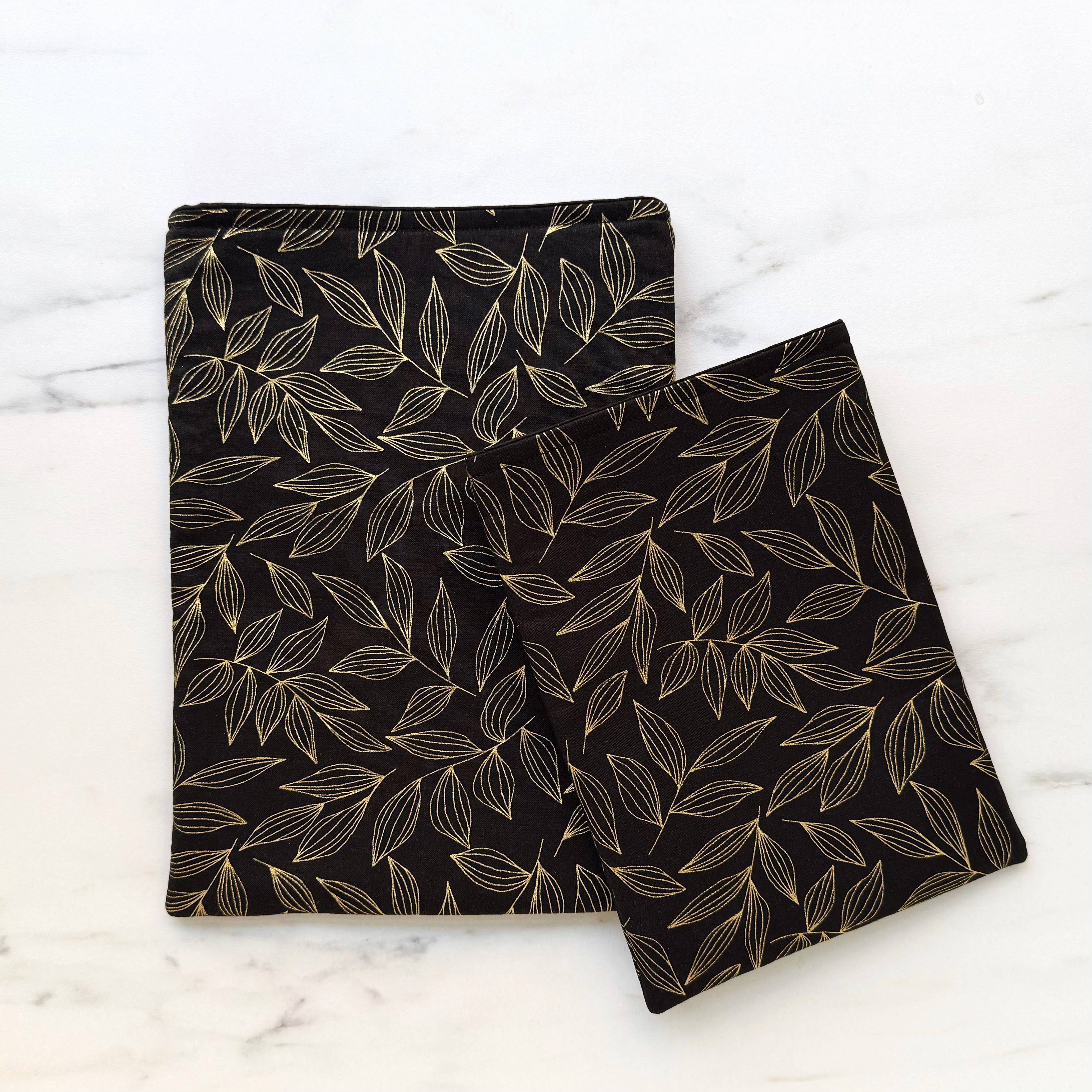Gilded leaves  - padded book sleeve, book pouch