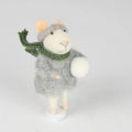 Felt Mouse With Snowball And Grey Puffer Jacket