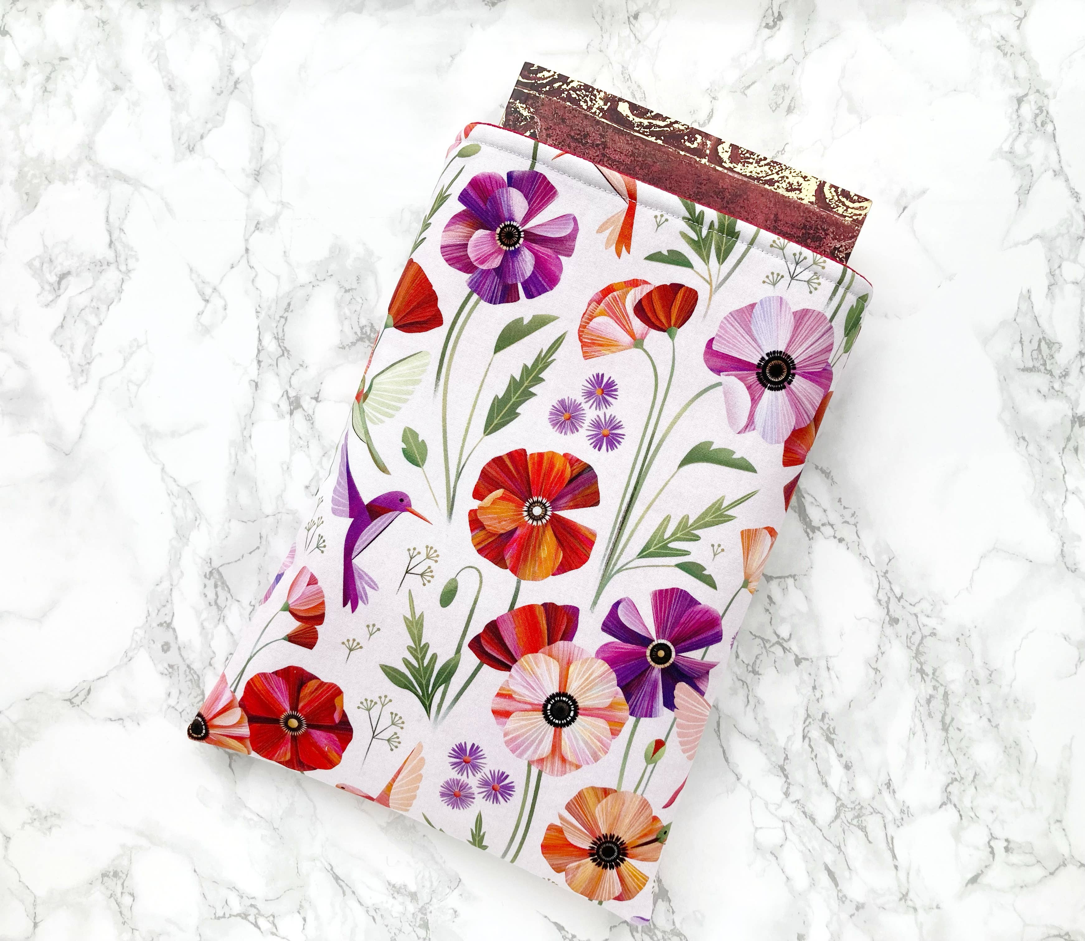 Poppies - padded book sleeve, book pouch