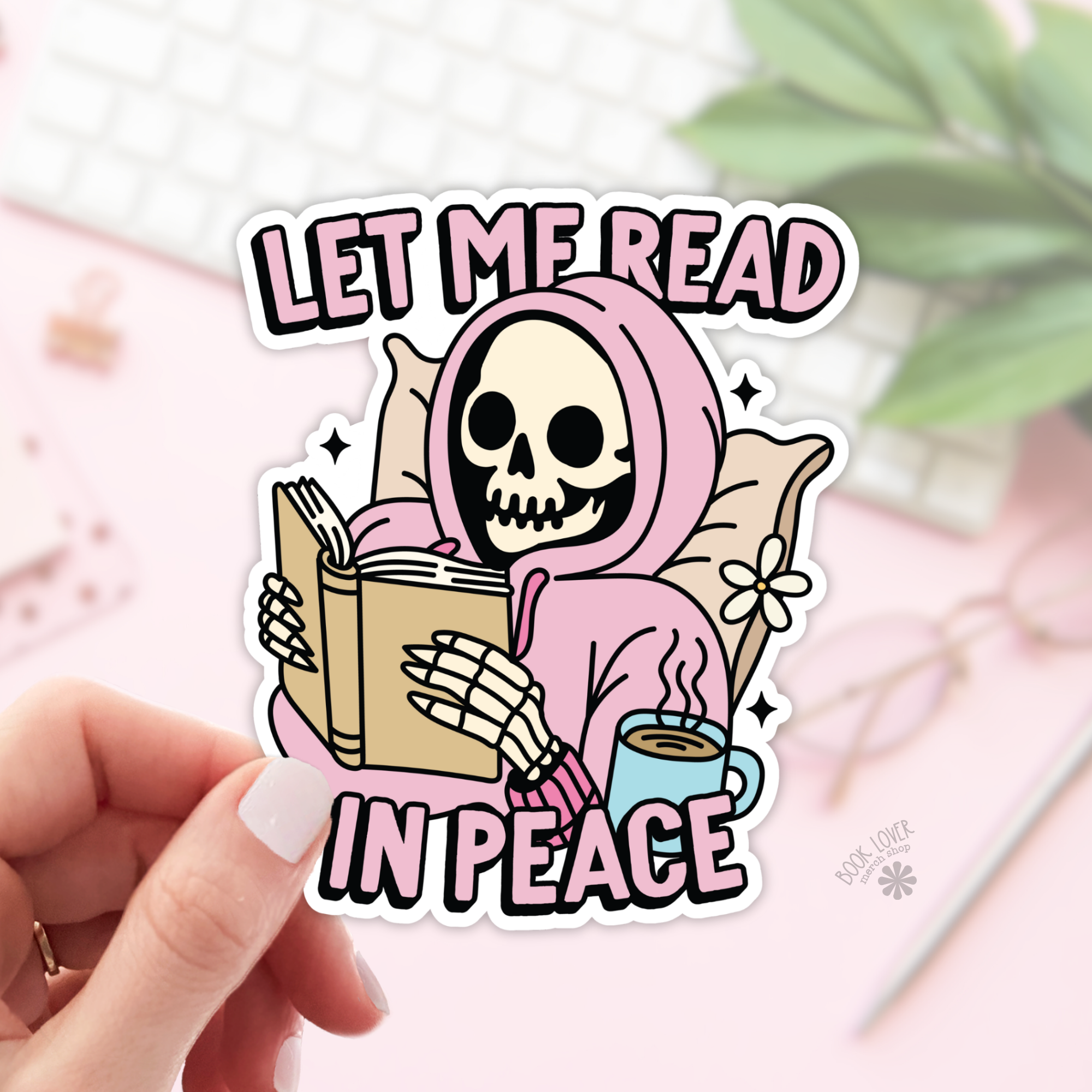 Let Me Read In Peace Skull Stickers / Bookish Stickers