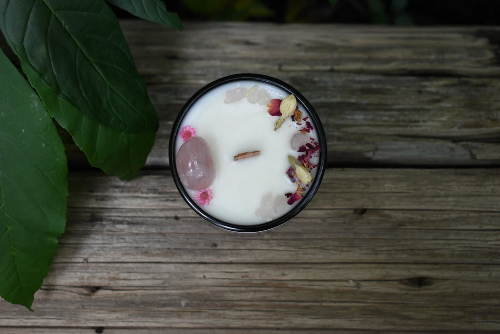 Rose Quartz Crystal Candle | Bergamot + Spun Sugar