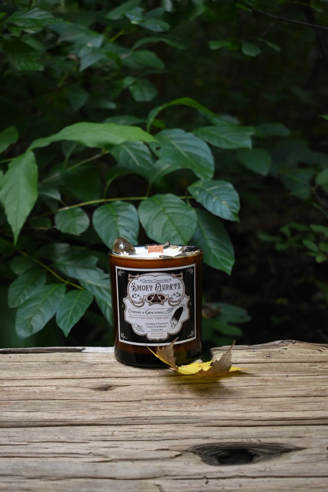 Smoky Quartz Crystal Candle | Maple Sugar + Cinnamon